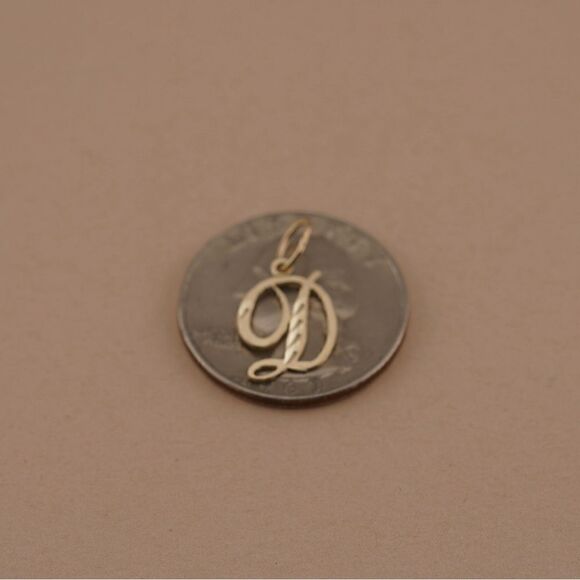 14k Real Gold Initial "D" Pendant | Charm- Real 14k Gold Letter "D" Pendant for - Picture 8 of 8